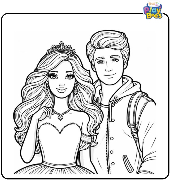 Barbie and Ken Coloring Page