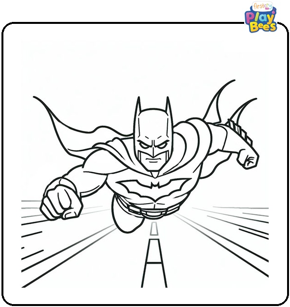 Batman Flying Down the Street Coloring Page Batman Flying Down the Street Coloring Page
