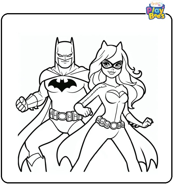 Batman and Catwoman Coloring Page Batman and Catwoman Coloring Page