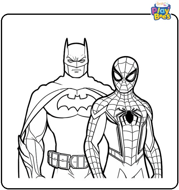 Batman and Spiderman Coloring Page Batman and Spiderman Coloring Page