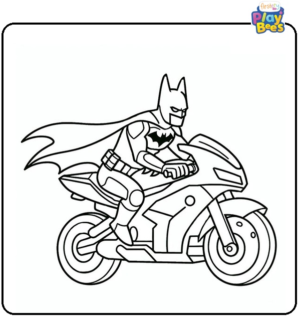 Batman on His Motorcycle Coloring Page Batman on His Motorcycle Coloring Page