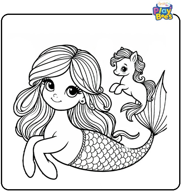 Beautiful Little Mermaid Coloring Page