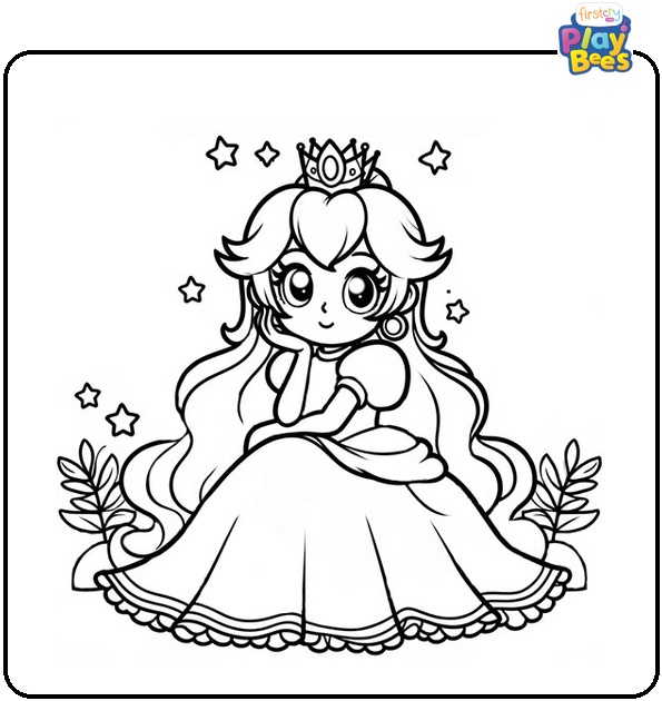 Beautiful Princess Peach Coloring Page