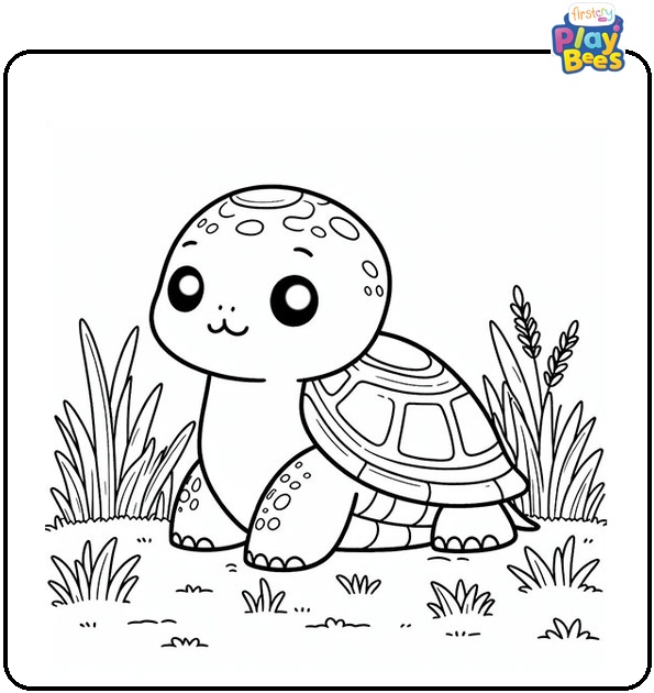 Box Turtle in Grass Coloring Page