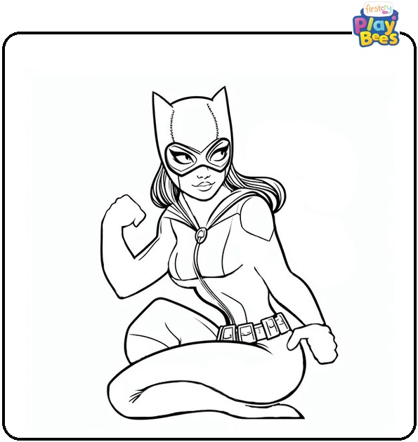 Catwoman Superhero Coloring Page