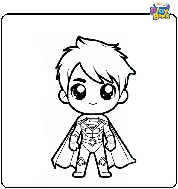 Chibi Superhero Coloring Page Chibi Superhero Coloring Page