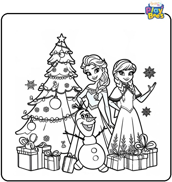 Christmas Frozen Coloring Page