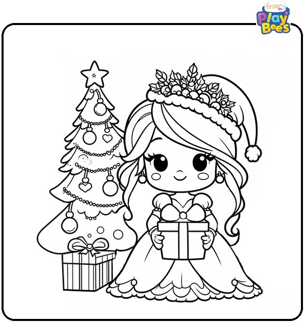 Christmas Princess Coloring Page