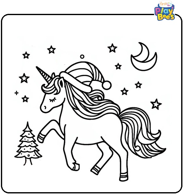 Christmas Unicorn Coloring Page Christmas Unicorn Coloring Page