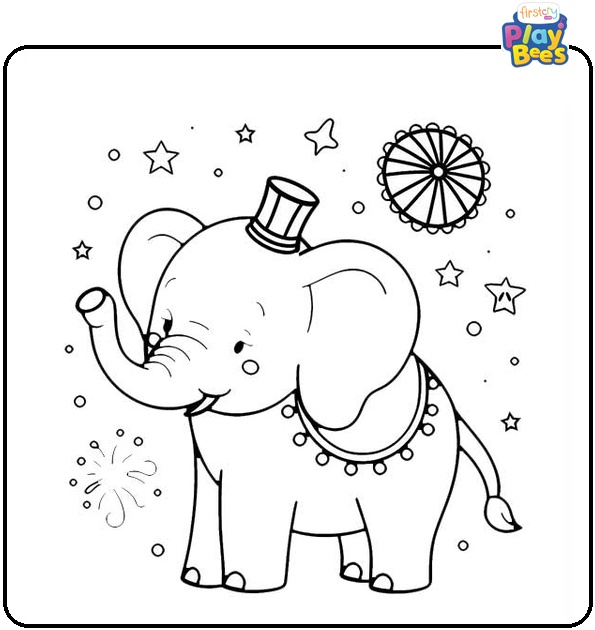 Circus Elephant Coloring Page