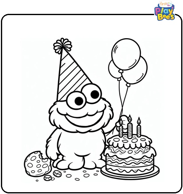 Cookie Monster Birthday Coloring Page Cookie Monster Birthday Coloring Page