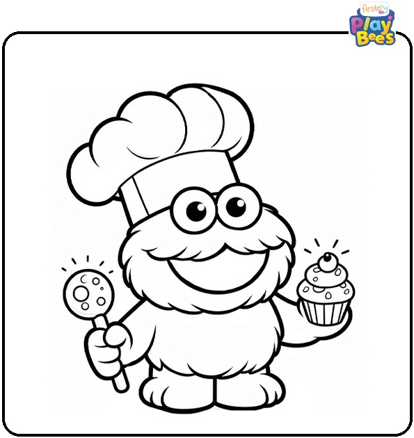 Cookie Monster Chef Coloring Page Cookie Monster Chef Coloring Page