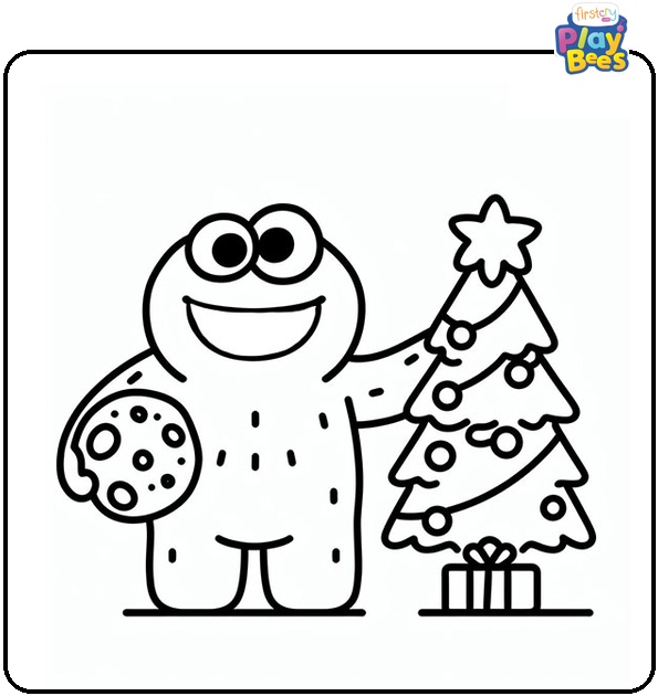 Cookie Monster During Christmas Coloring Page Cookie Monster During Christmas Coloring Page