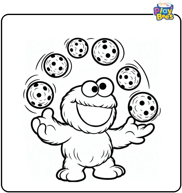 Cookie Monster Juggling Cookies Coloring Page Cookie Monster Juggling Cookies Coloring Page