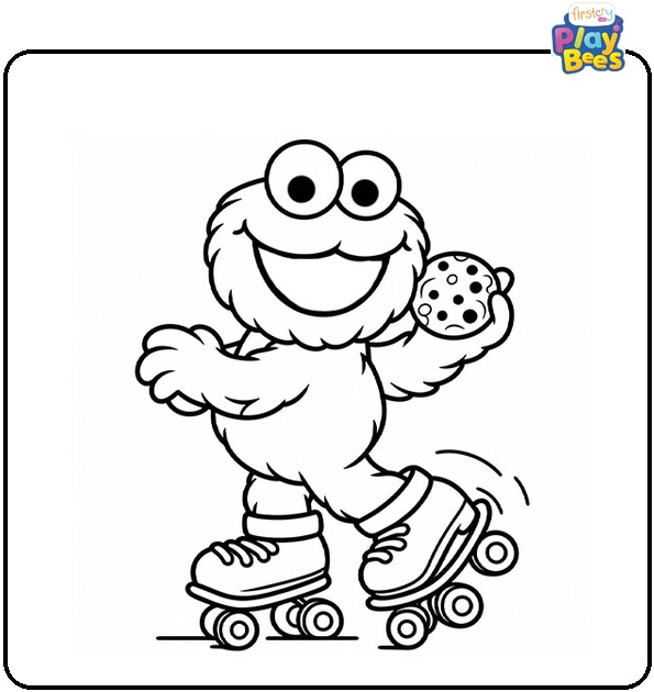 Cookie Monster On Skates Coloring Page Cookie Monster On Skates Coloring Page