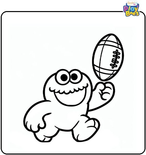 Cookie Monster Playing Rugby Coloring Page Cookie Monster Playing Rugby Coloring Page