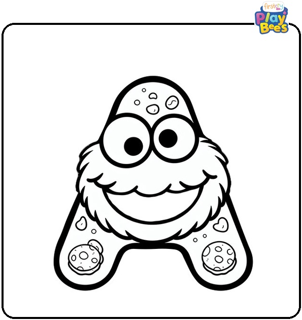 Cookie Monster in an Alphabet Coloring Page Cookie Monster in an Alphabet Coloring Page