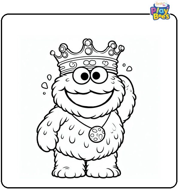 Cookie Monster is the King Coloring Page Cookie Monster is the King Coloring Page