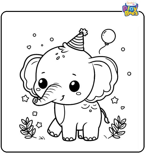 Cute Elephant Coloring Page