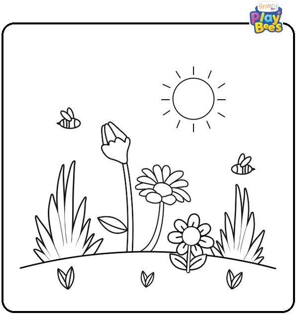 Cute Spring Coloring Page