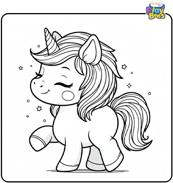 Cute Unicorn Coloring Page