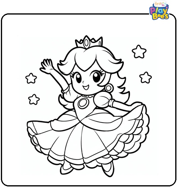 Dancing Princess Peach Coloring Page