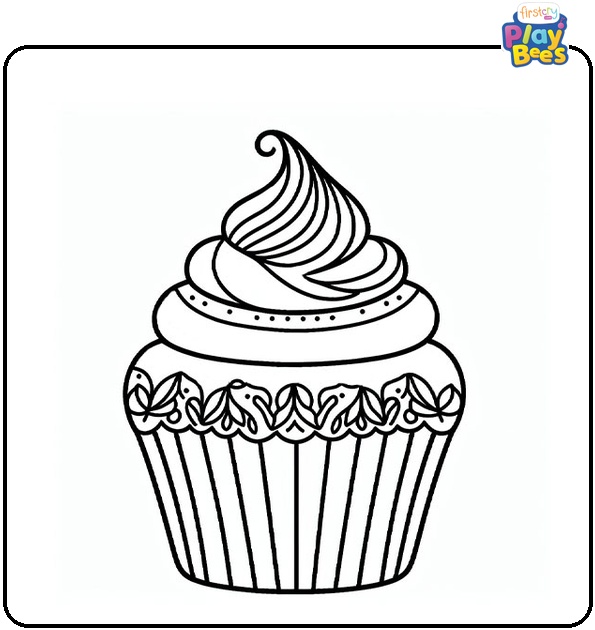 Decorative Cupcake Coloring Page