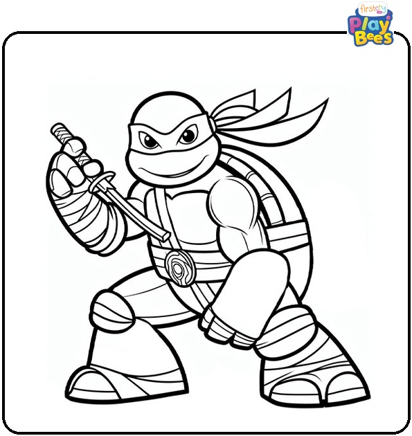 Defense Ninja Turtle Coloring Page