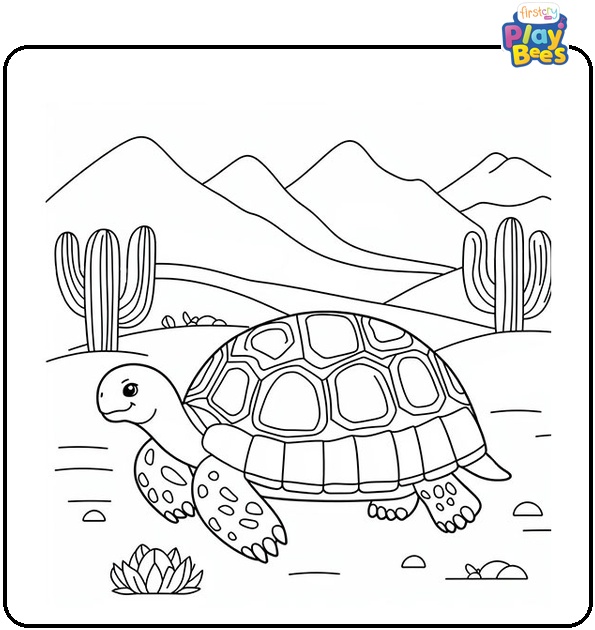 Desert Roaming Tortoise Coloring Page
