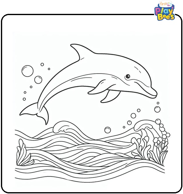 Dolphins Swimming in the Sea Coloring Page