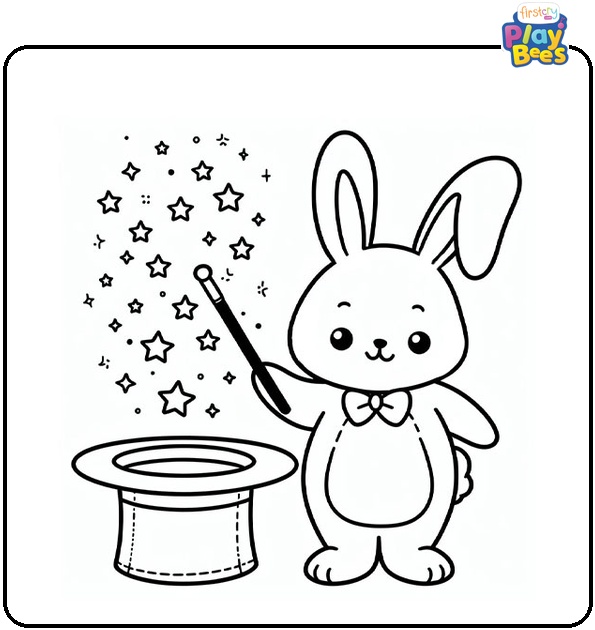 Easter Bunny Magic Show Coloring Page