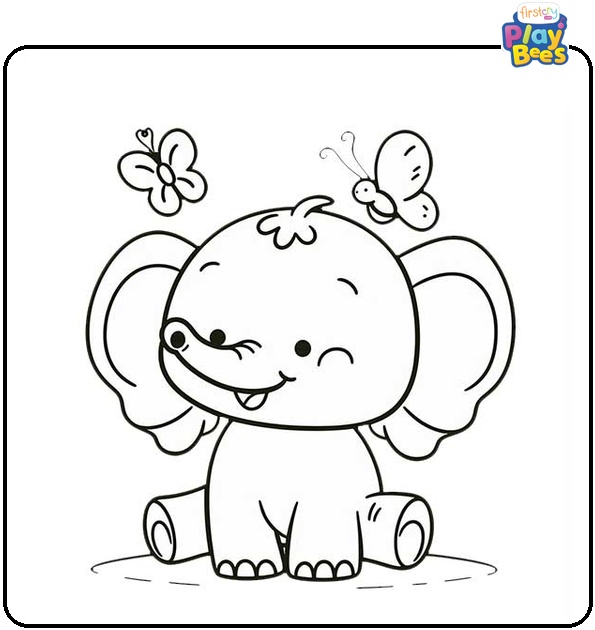 Elephant With Butterflies Coloring Page