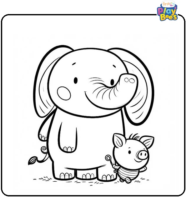 Elephant and Piggie Coloring Page