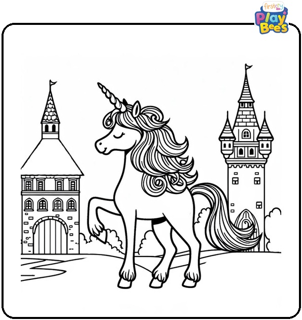European Coloring Page Of Unicorn