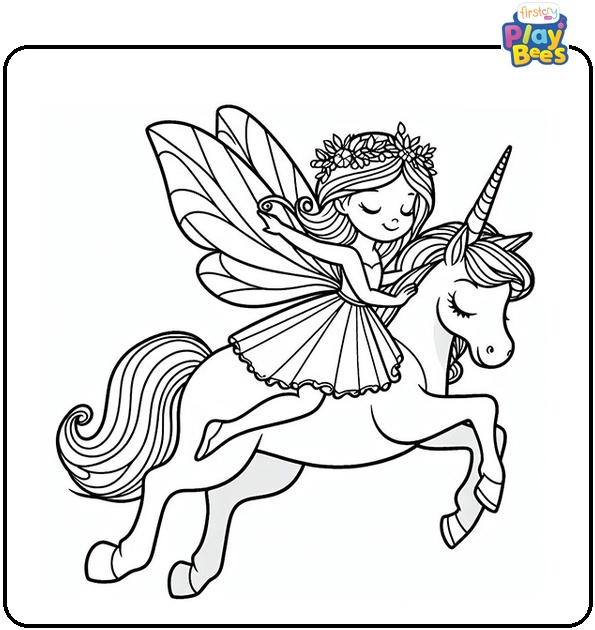 Fairy Unicorn Colouring Page