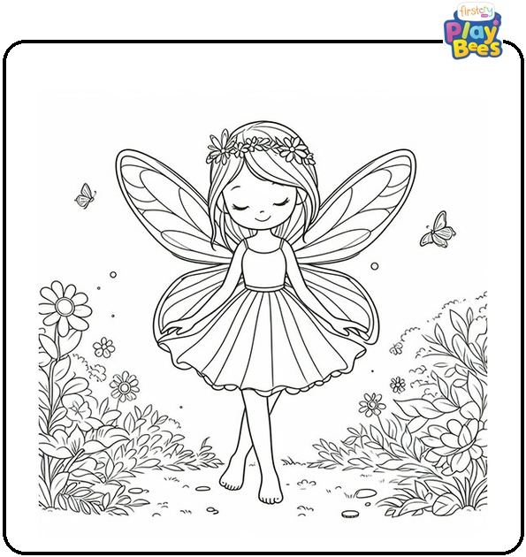 Fairy in Garden Coloring Page Fairy in Garden Coloring Page