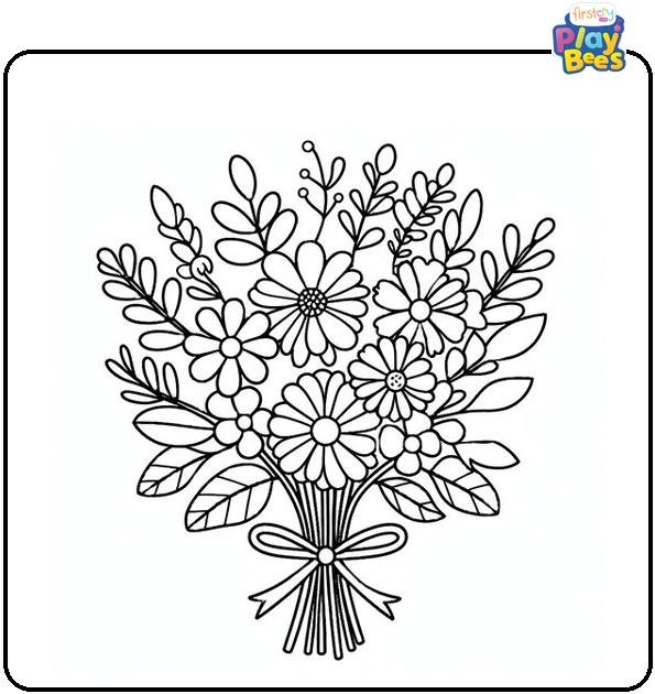 Flowers Bouquet Coloring Page