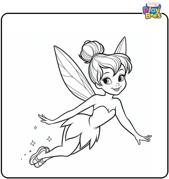 Flying Tinkerbell Coloring Page Flying Tinkerbell Coloring Page