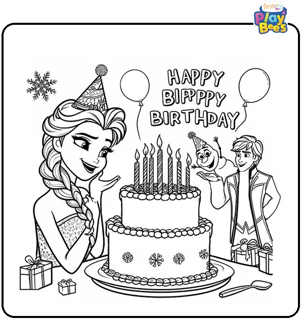 Frozen Happy Birthday Coloring Page