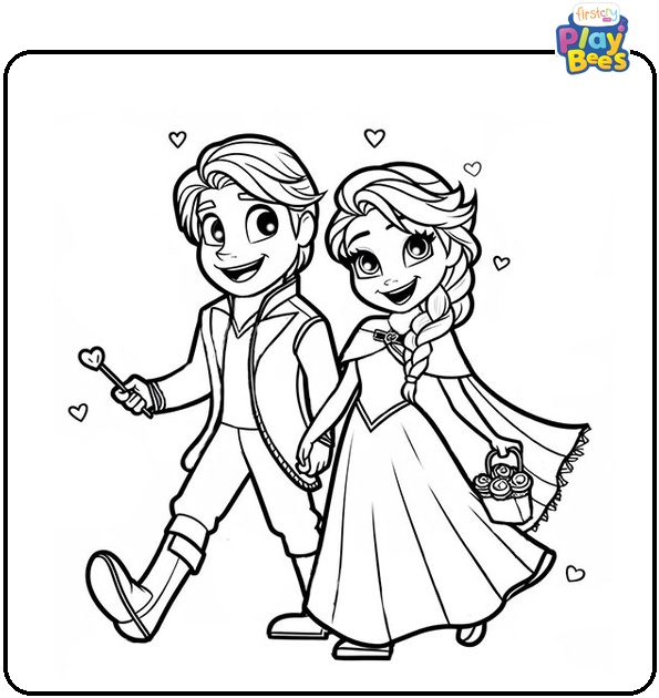 Frozen Valentine Coloring Page