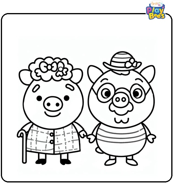 Granny Pig and Grandpa Pig Coloring Page Granny Pig and Grandpa Pig Coloring Page