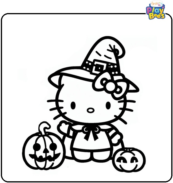 Hello Kitty Halloween Coloring Page