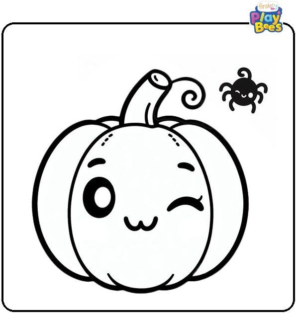 Halloween Pumpkin Winking Coloring Page
