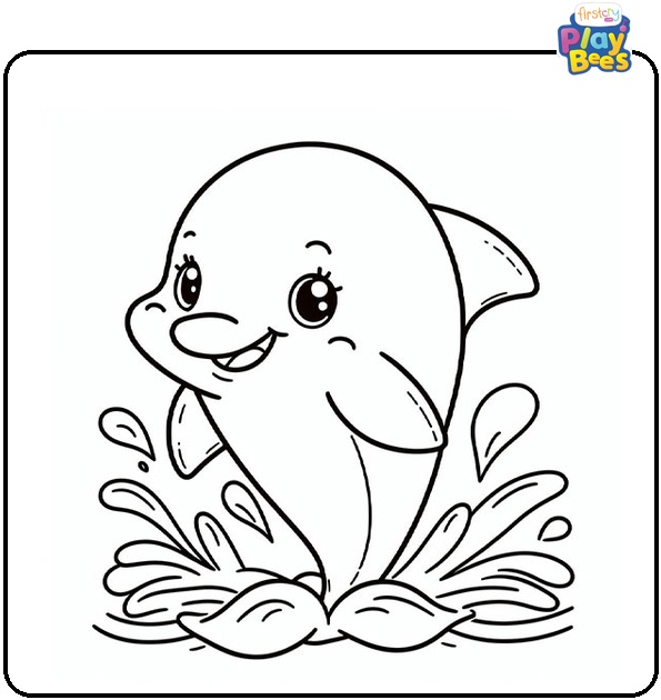 Happy Dolphin Coloring Page