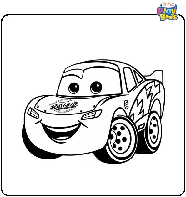 Happy Lightning McQueen Coloring Page