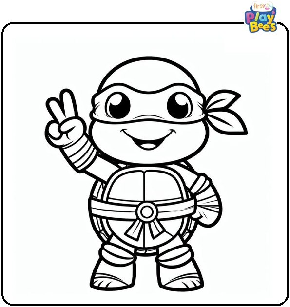 Happy Ninja Turtles Coloring Page