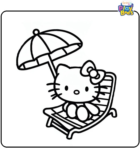 Hello Kitty Beach Coloring Page