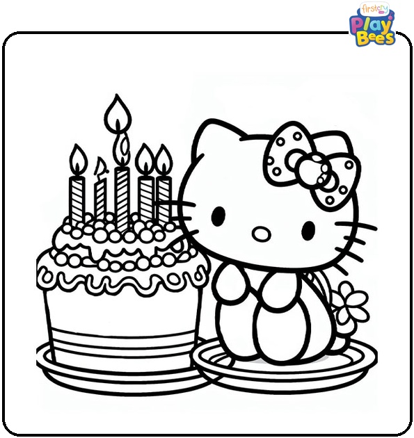 Hello Kitty Birthday Coloring Page