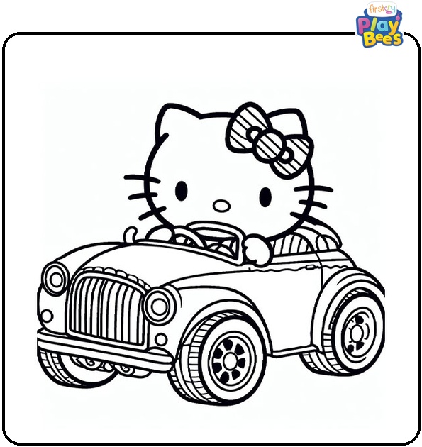 Hello Kitty Car Coloring Page