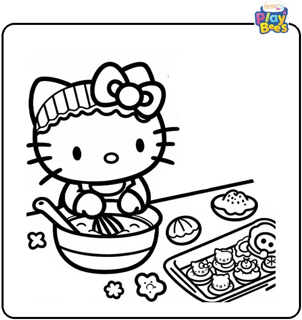 Hello Kitty Cooking Coloring Page